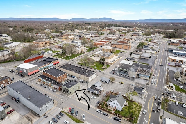 aerial view with a mountain view