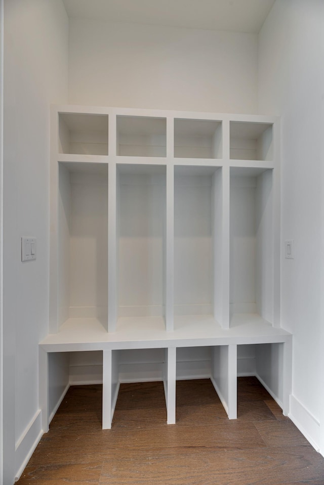 mudroom with hardwood / wood-style flooring