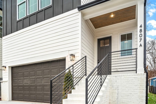 entrance to property with a garage