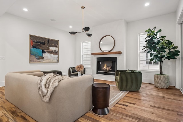 living room featuring light hardwood / wood-style floors