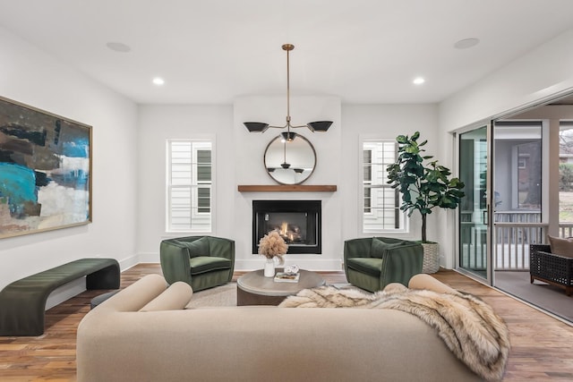 living room featuring hardwood / wood-style flooring and a wealth of natural light