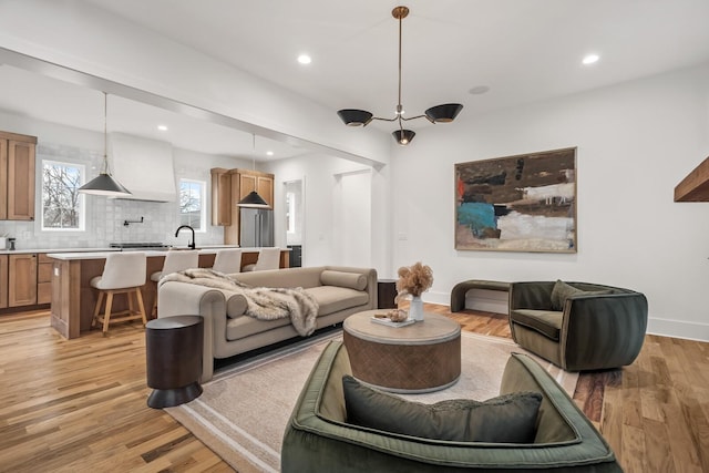 living room featuring light hardwood / wood-style flooring