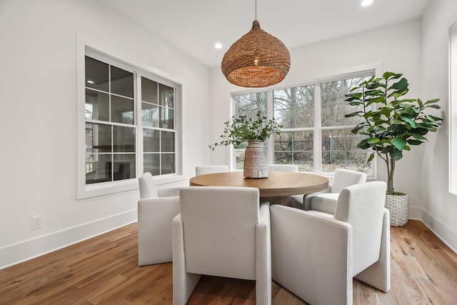 dining room with light wood-type flooring