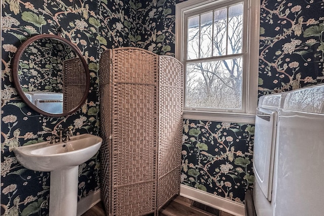 bathroom featuring wood-type flooring