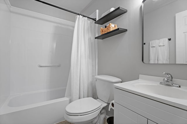 full bathroom featuring vanity, toilet, and shower / bath combo with shower curtain