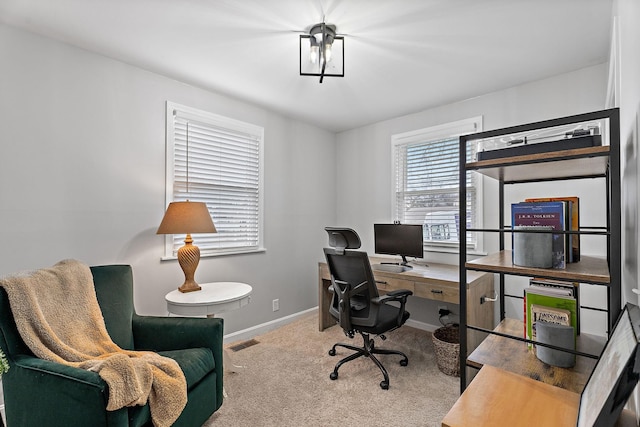 office area with carpet flooring