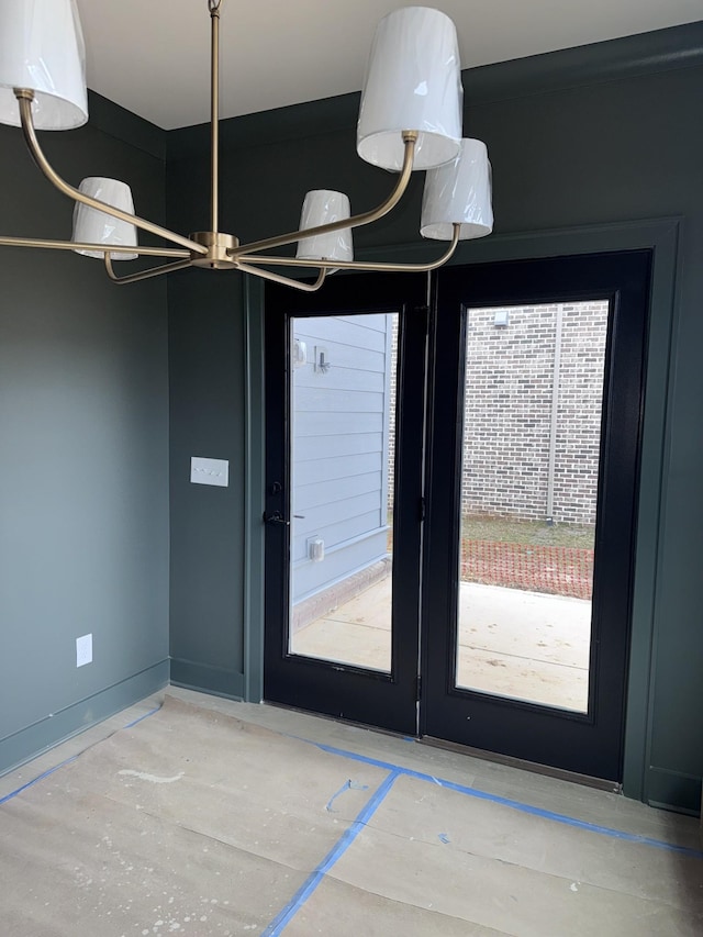 interior space with a chandelier