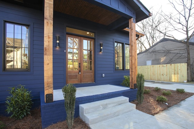 property entrance with french doors