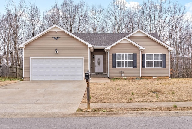 ranch-style home with a garage