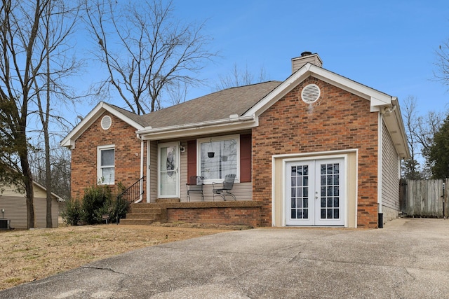 view of front of property with french doors