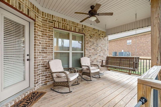 deck featuring ceiling fan