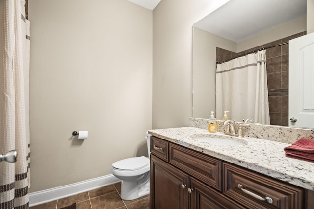 bathroom featuring tile patterned floors, toilet, and vanity