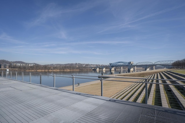 exterior space with a gazebo and a water view