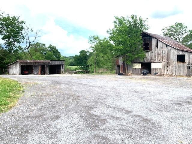 exterior space with an outbuilding