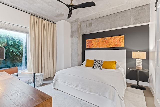 bedroom featuring ceiling fan