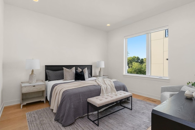 bedroom featuring light wood-type flooring