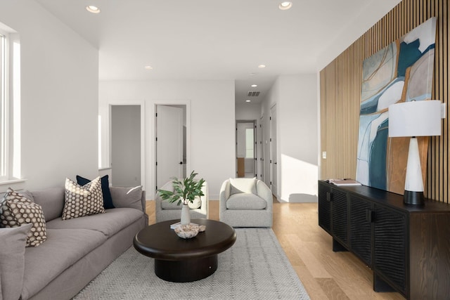 living room featuring light hardwood / wood-style floors