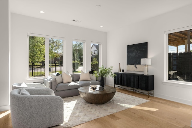 living room with hardwood / wood-style flooring