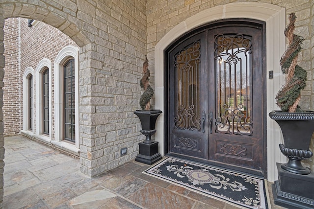 doorway to property with french doors