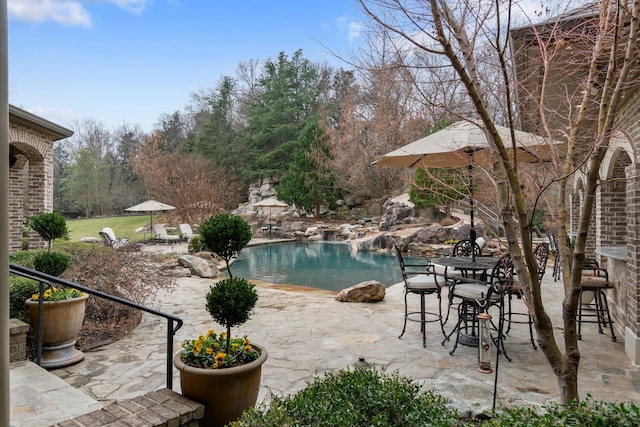 view of pool featuring a patio area