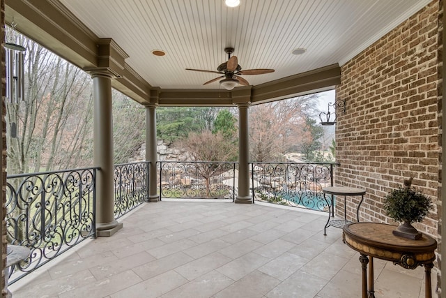 view of patio / terrace featuring ceiling fan