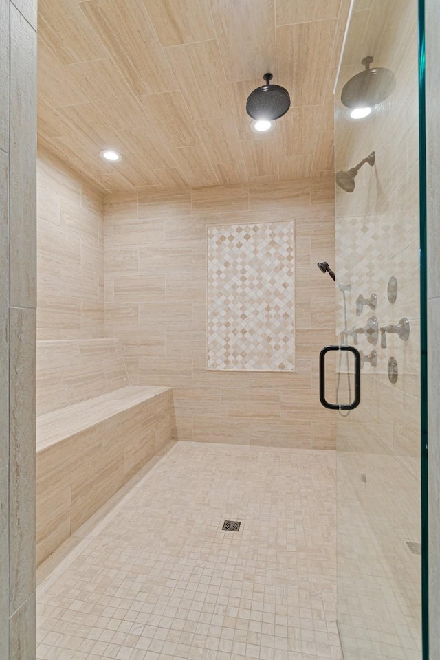 bathroom featuring walk in shower