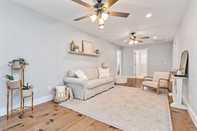 living room with hardwood / wood-style floors