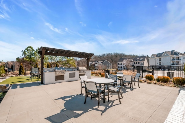 view of patio / terrace featuring an outdoor kitchen and grilling area