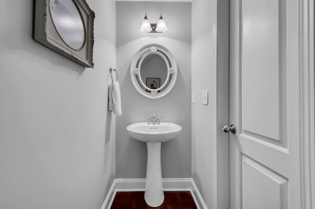 bathroom with sink and wood-type flooring