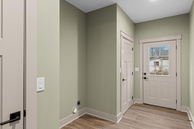 doorway featuring light wood-type flooring