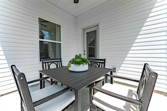 view of patio featuring outdoor dining area