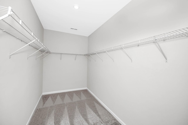 spacious closet featuring carpet and visible vents