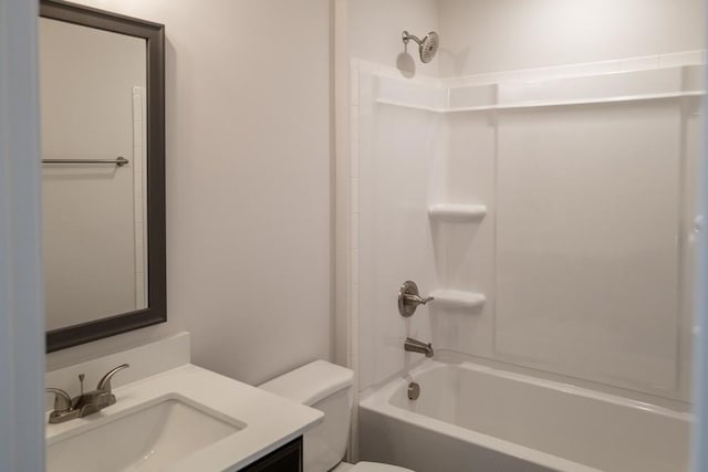 full bathroom with vanity, toilet, and shower / bath combination