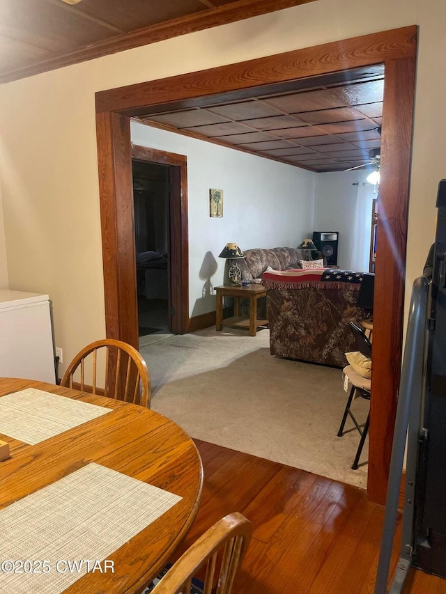 dining space featuring hardwood / wood-style flooring