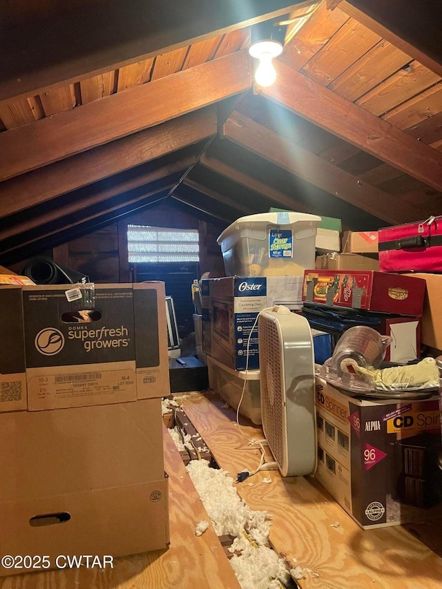 view of unfinished attic