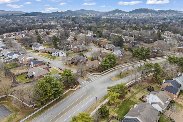 bird's eye view with a mountain view