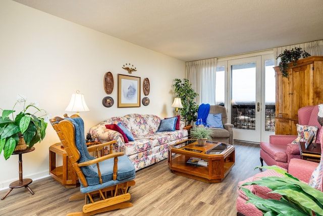 living room featuring light hardwood / wood-style floors