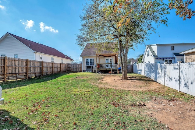 view of yard featuring a deck