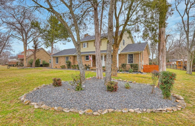 view of front of home featuring a front lawn