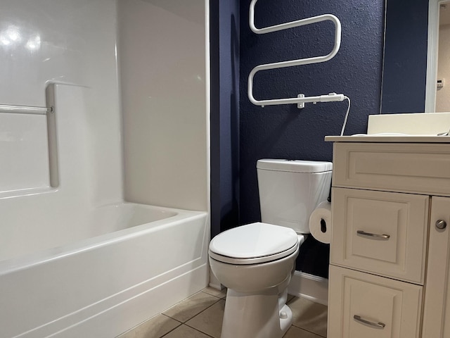 full bathroom featuring tile patterned flooring, vanity, bathtub / shower combination, and toilet