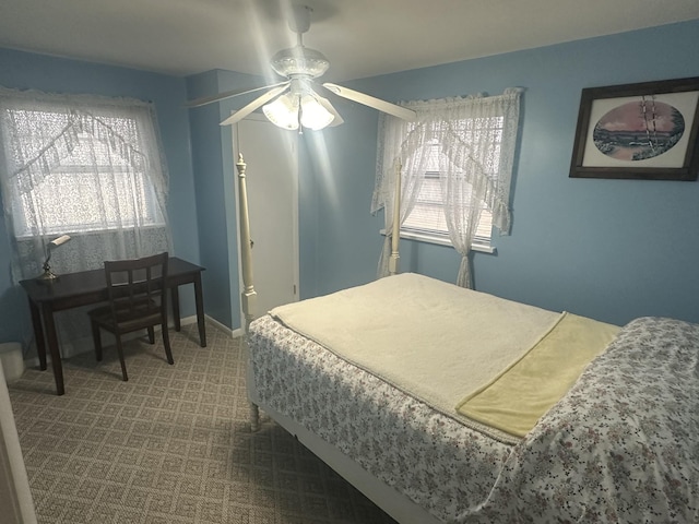 bedroom featuring ceiling fan