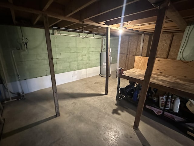 basement with electric water heater