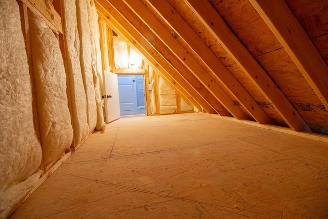 view of unfinished attic