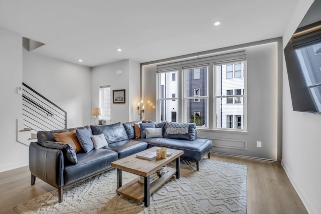 living room featuring light hardwood / wood-style flooring