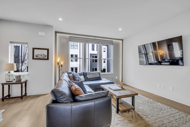 living room featuring light hardwood / wood-style floors