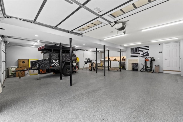 garage with a garage door opener