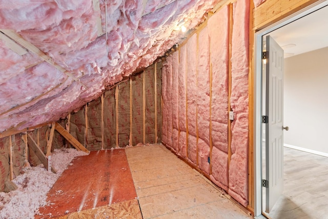 view of unfinished attic