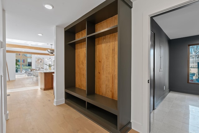 mudroom featuring light hardwood / wood-style floors