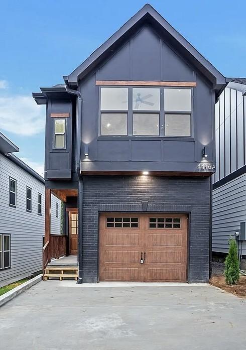 contemporary home featuring a garage