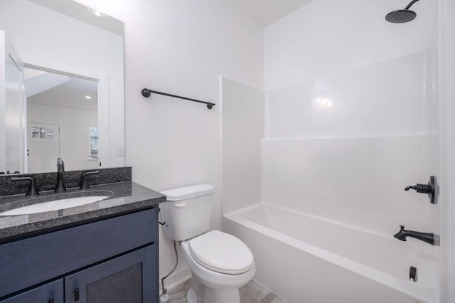 full bathroom featuring vanity, shower / bathtub combination, and toilet